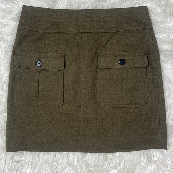 Loft Olive Green Zippered Mini Skirt with Pockets - Picture 1 of 5
